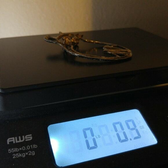 Vintage Original Cat Outline Brooch, 3 1/2 Inches, Distressed Plated Pin - Picture 10 of 10